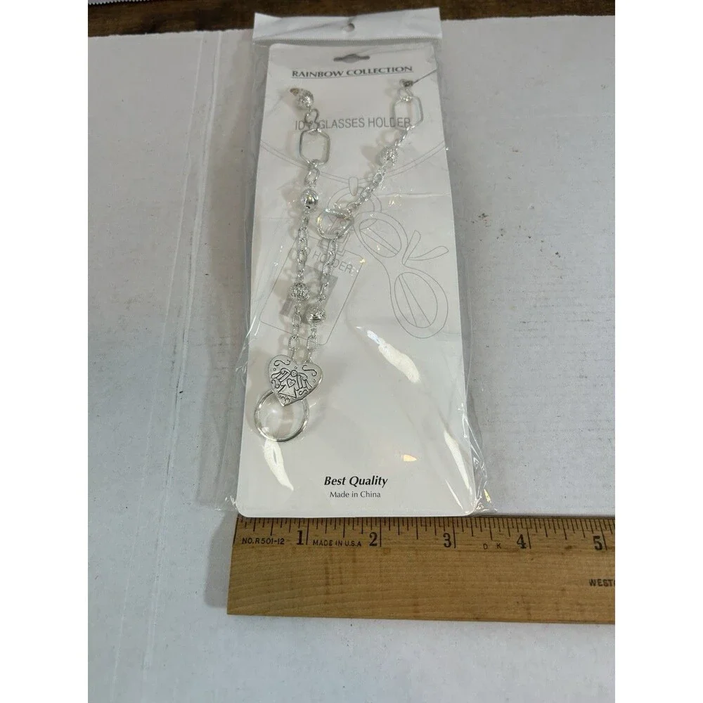 Angel Design ID Badge Holder Necklace Glasses Chain Silver Tone Lanyard 14” NIP